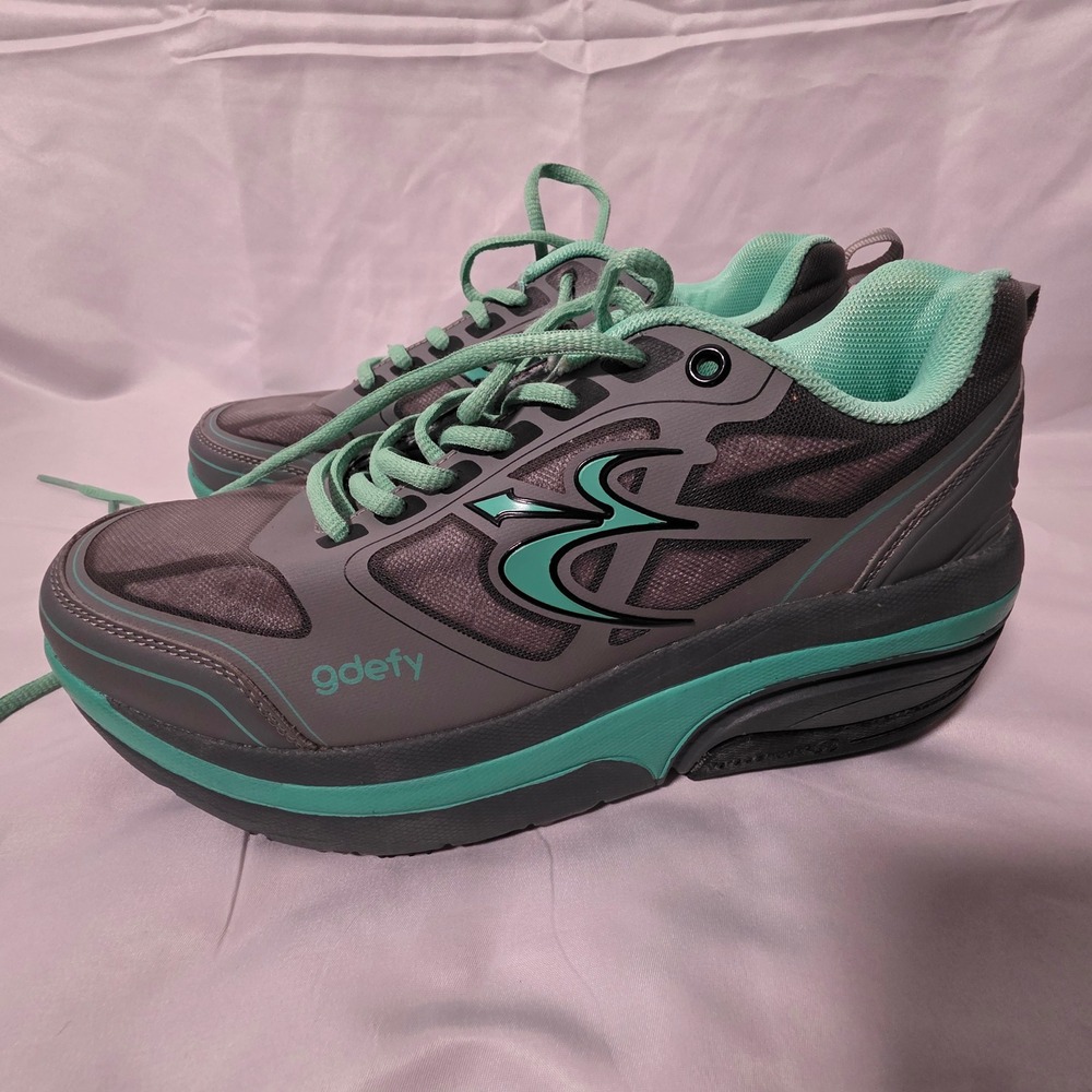 Gdefy Women's ComfortFit Athletic Shoes Teal Gray Lace Up Sneakers Size 9